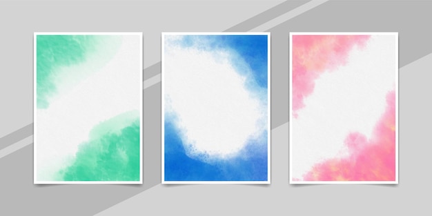 Watercolor color abstract stains background set premium vector
