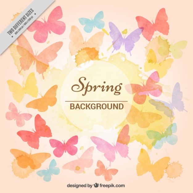 Vector watercolor colored butterflies background