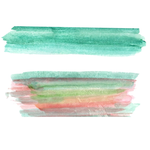 Watercolor colorful brush stroke design vector set