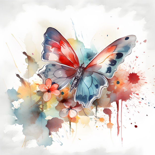 水彩のカラフルな蝶の背景デザイン