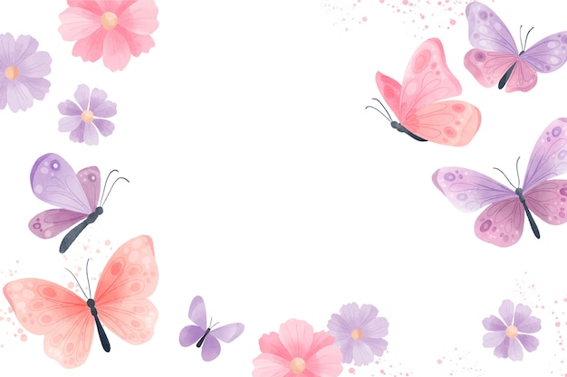 Vector watercolor colorful butterfly background