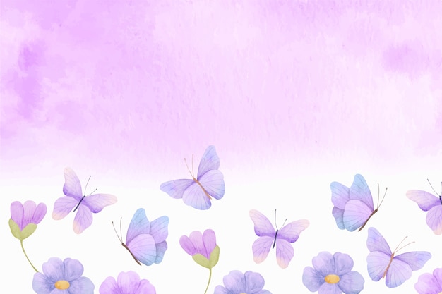 Vector watercolor colorful butterfly background