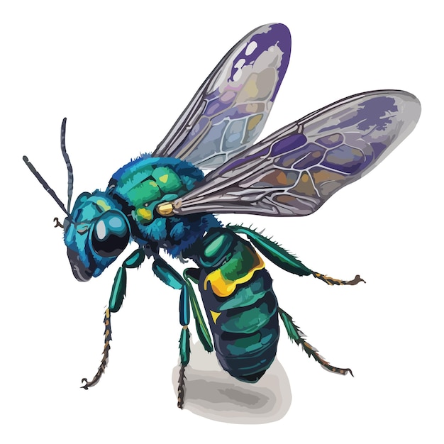 Vector watercolor colorful cuckoo wasp vector