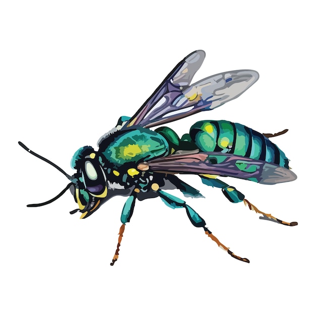 Vector watercolor colorful cuckoo wasp vector