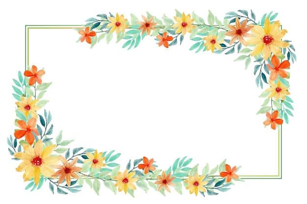 Watercolor colorful floral frame