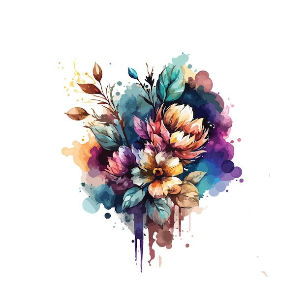 watercolor colorful flower vector