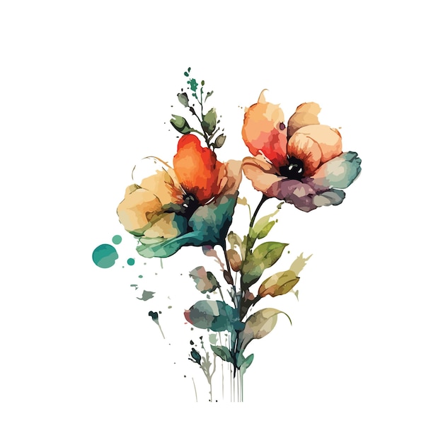 watercolor colorful flower vector