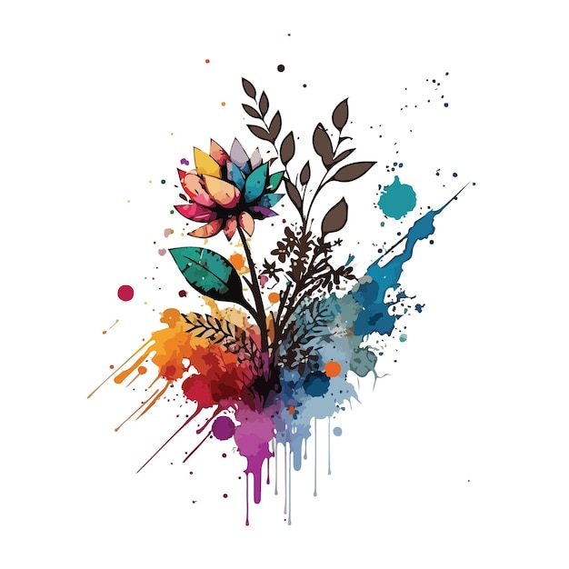 watercolor colorful flower vector