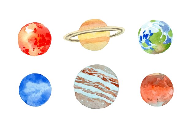 Vector watercolor colorful galaxy collection