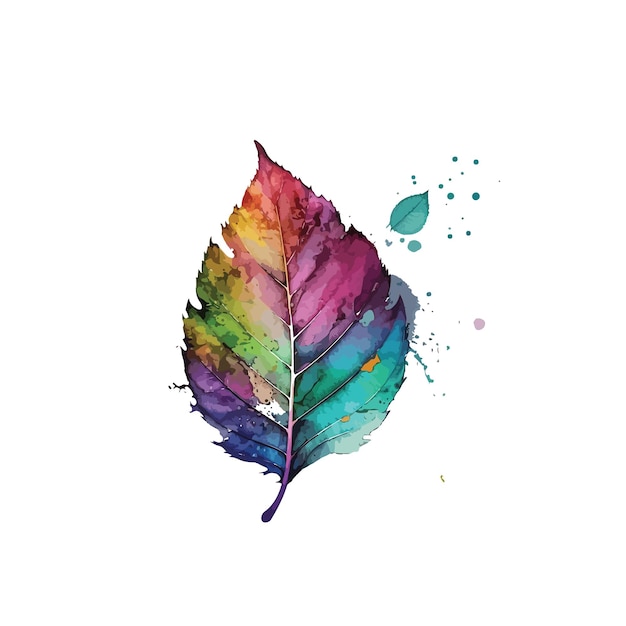 watercolor colorful leaf vector