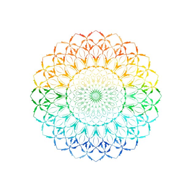 Watercolor colorful mandala pattern