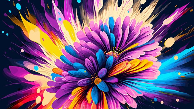 Vector watercolor colorful painted flowers background