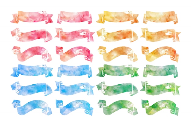 Vector watercolor colorful ribbons