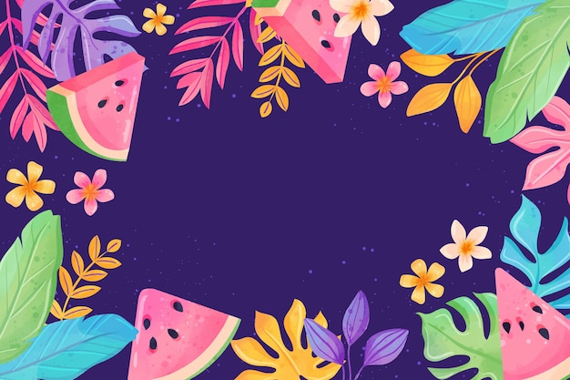 Vector watercolor colorful tropical background