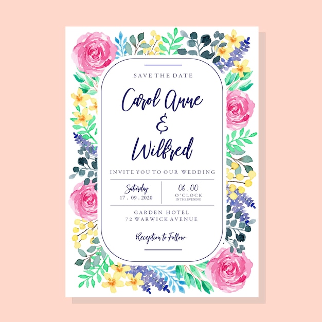  Watercolor Colorful Vintage Wedding Invitation Card Template