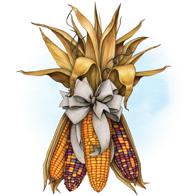 Vector watercolor corn cobs ornament