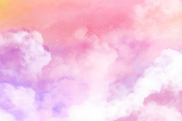 Vector watercolor cotton clouds background