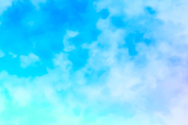 Watercolor cotton clouds blue background