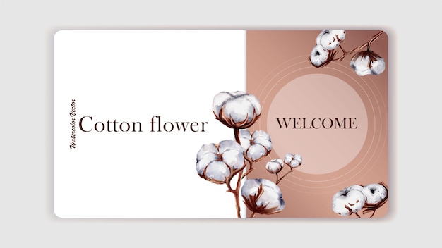 Watercolor of cotton flower website template vector