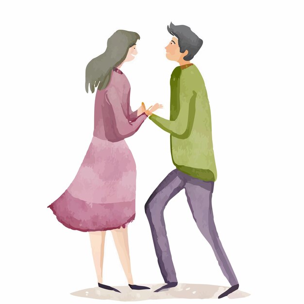 Vector watercolor of a couple illustration