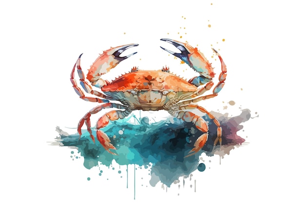 watercolor Crab vector illustration