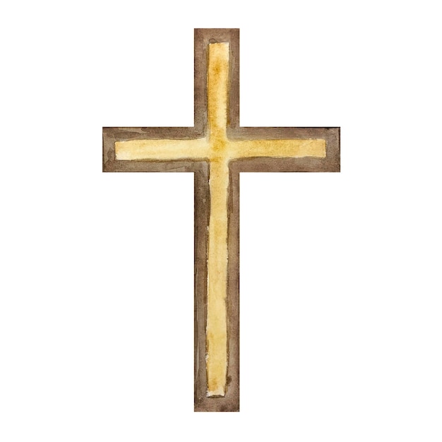 Watercolor cross Easter religious symbol