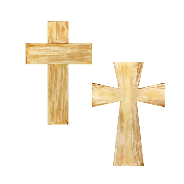 Vector watercolor crosses easter religious symbol