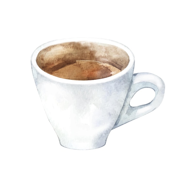 Watercolor cup with espresso coffee