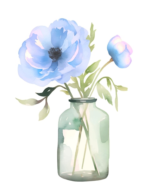 花と水彩カップ イラスト クリップアート
