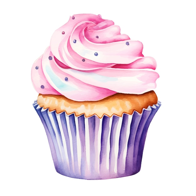 watercolor cupcake clipart illustration