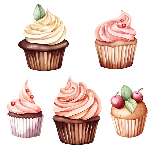 Illustrazione a acquerello di cupcake clipart