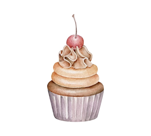 Watercolor cupcake