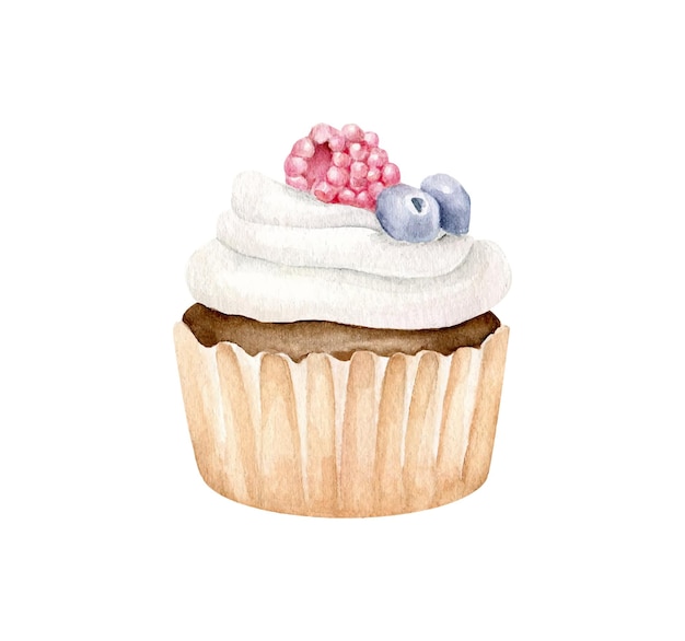 Vector watercolor cupcake