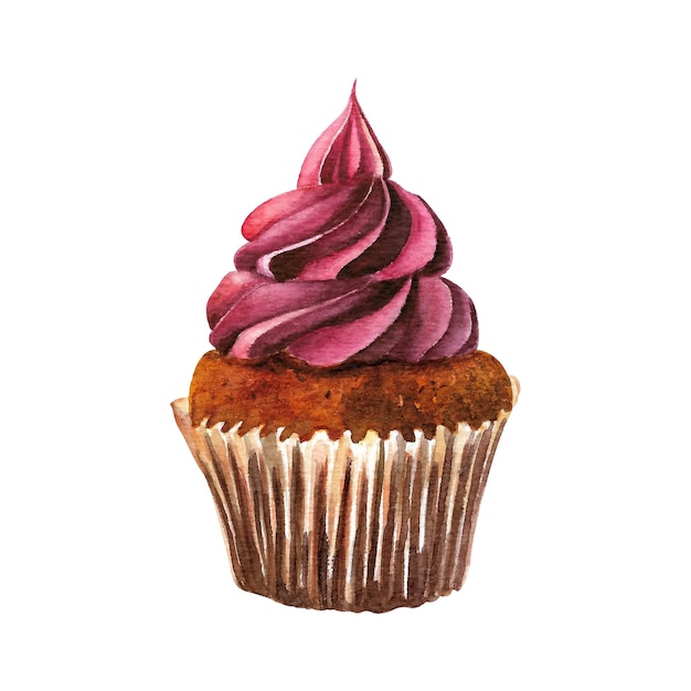 Vector watercolor cupcake