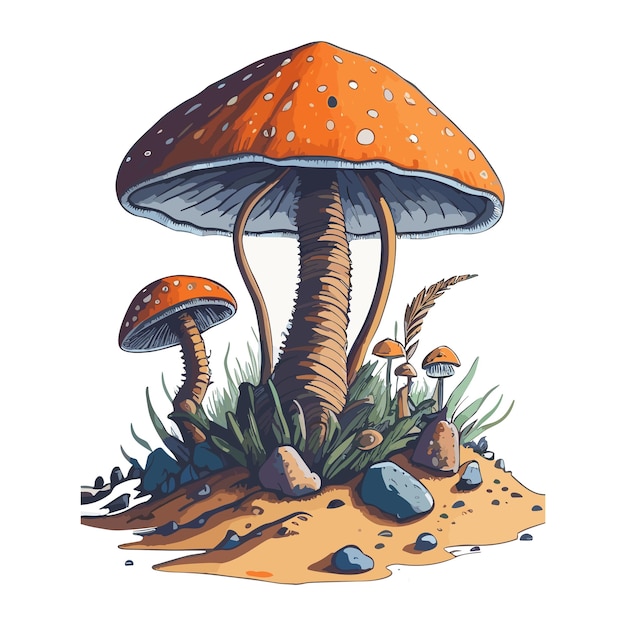 Watercolor cut mushroom