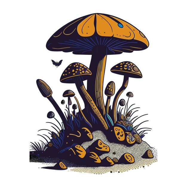 Watercolor cut mushroom