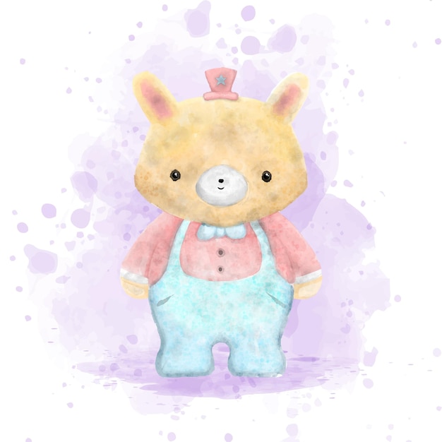 Watercolor of cute baby bear vector illustration