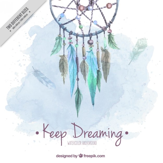 Vector watercolor cute background with dream catcher