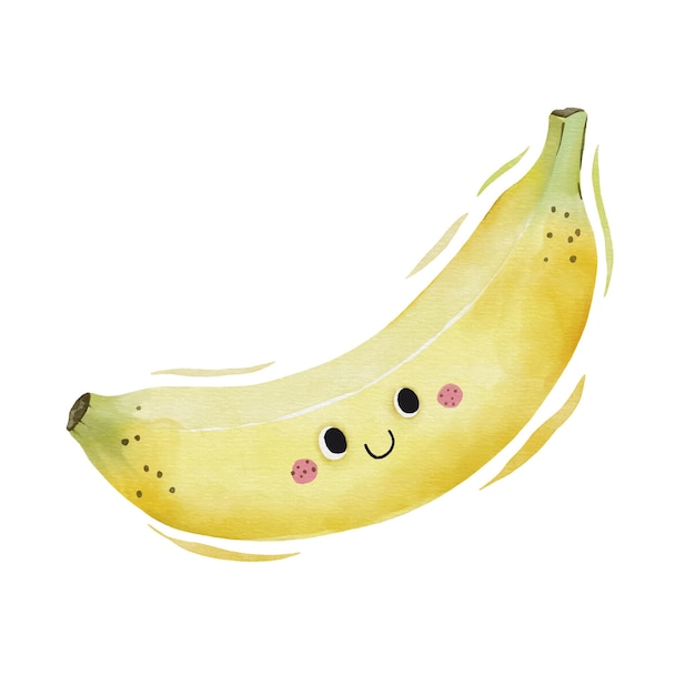 Personaggio dei cartoni animati di banana carina dell'acquerello