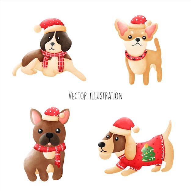 Vector watercolor cute birthday dog vector illustrationxa