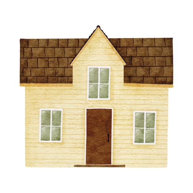 Watercolor cute classic house home illustration