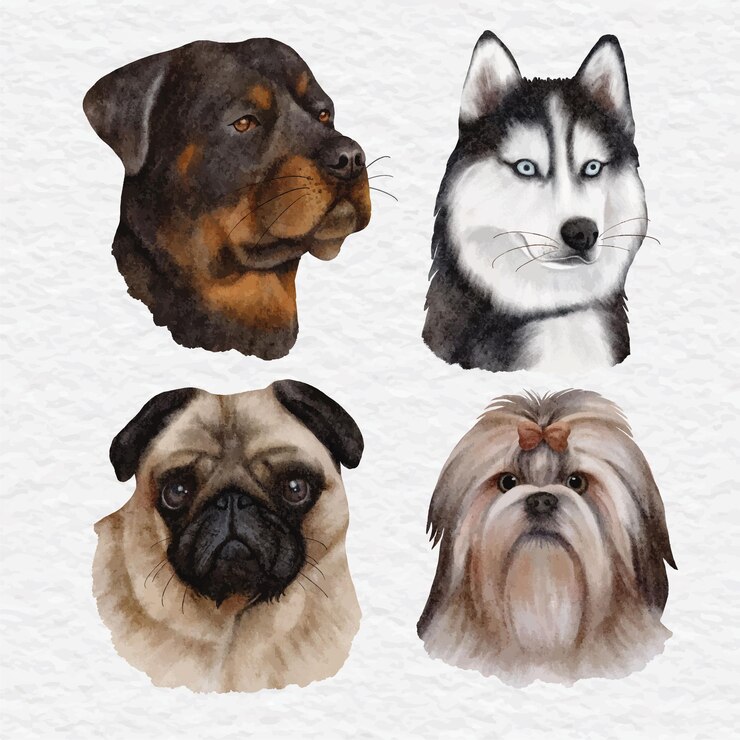 Vector watercolor cute dog element clip art
