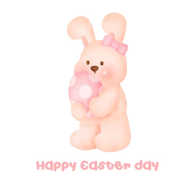 Watercolor cute easter day greeting card.