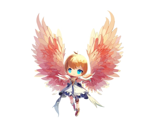 Watercolor cute fairy with angel wings vector illustration