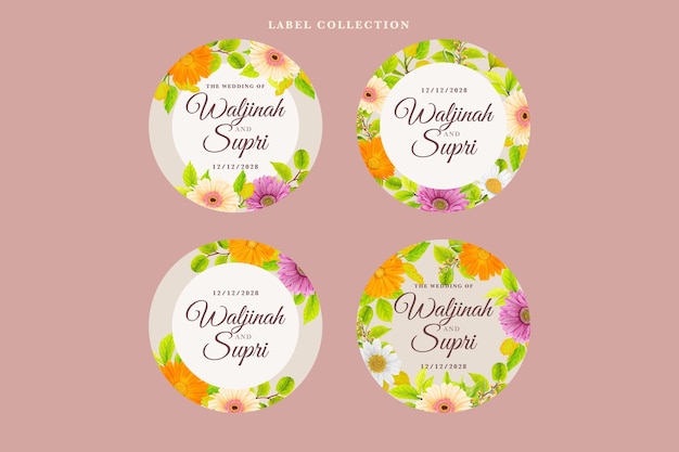 Watercolor cute floral label in vintage stijl