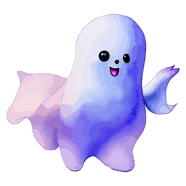 Watercolor Cute Ghost Halloween Clipart