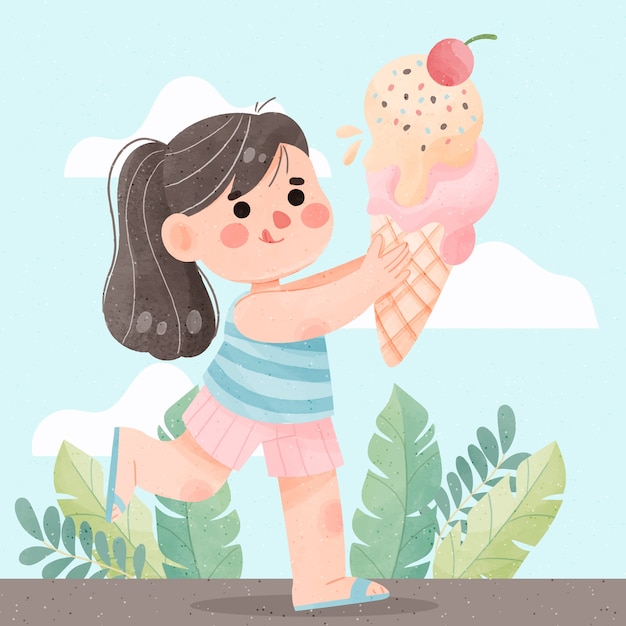 Watercolor cute illustration for summer season