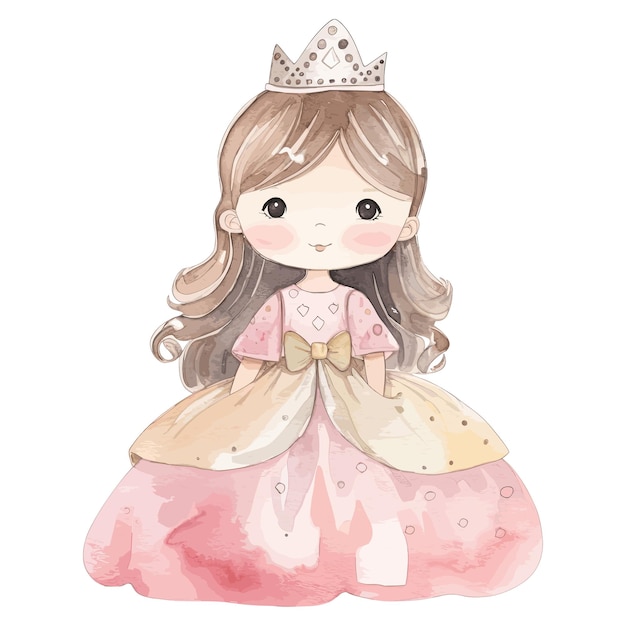 Watercolor cute princess