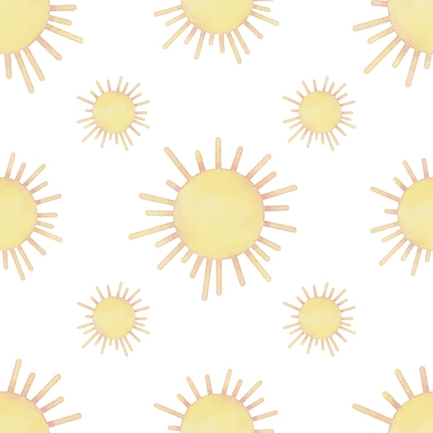 Watercolor cute sunny pattern