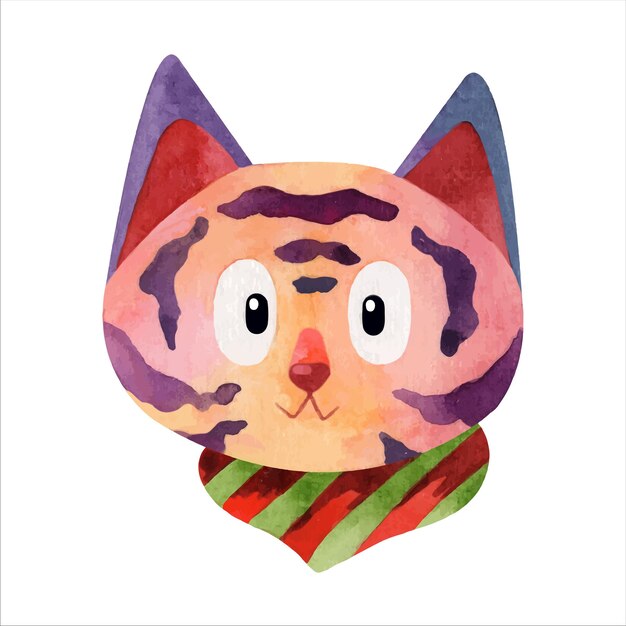 Watercolor cute tiger character